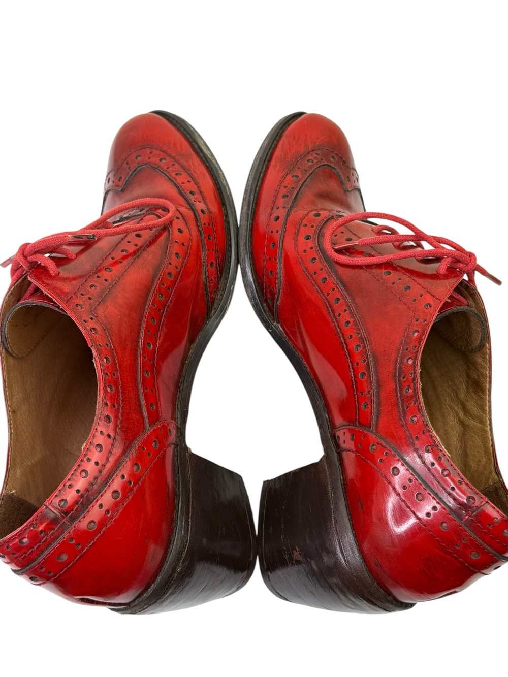 Miz Mooz Nash Red Shoes Wingtip Oxfords Leather Block Heels Lace Up Women’s 11 - Picture 6 of 10